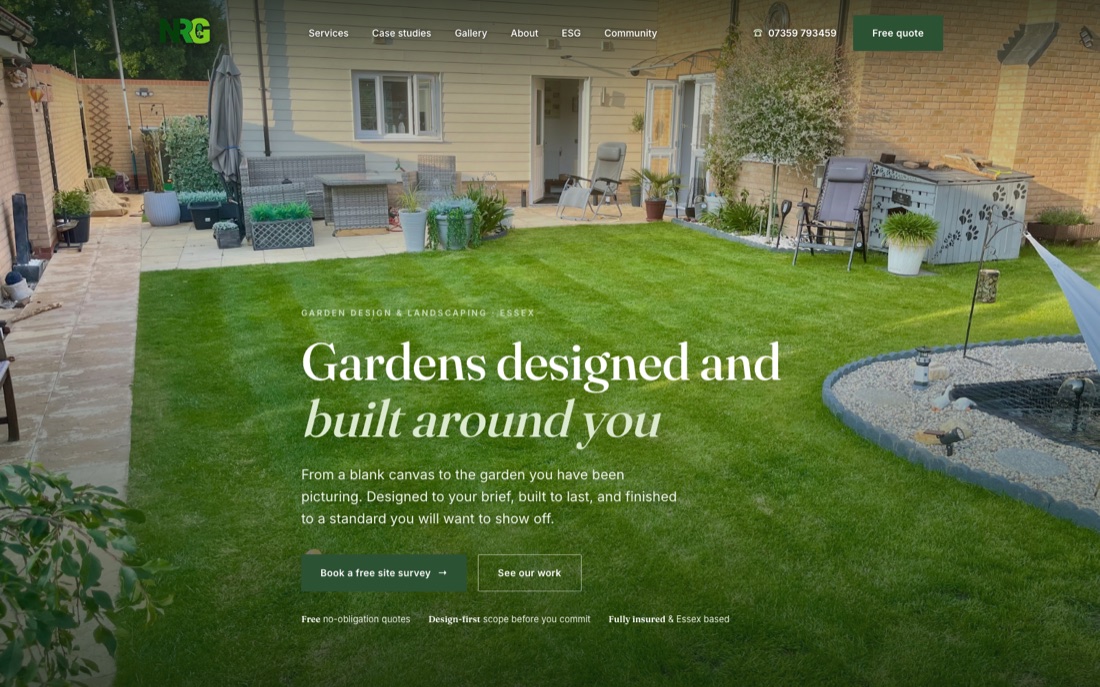 Website built for NRG Landscaping