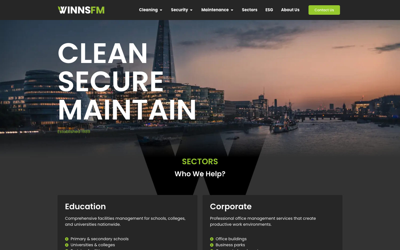 WINNS Facilities Management website